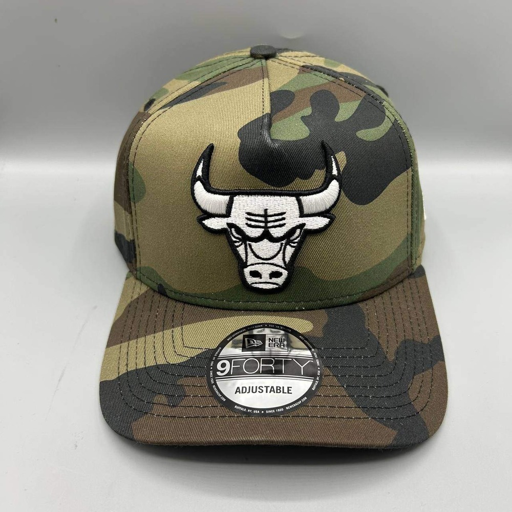Chicago Bulls Hat Men Green Camo 9Forty New Era Snap Back Cap Cotton New